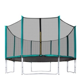 Aga SPORT PRO Trampolína 366 cm Tmavě zelená + ochranná síť + žebřík