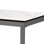 Stůl konferenční, deska slinutá keramika 120x60, bílý mramor, nohy šedý kov
