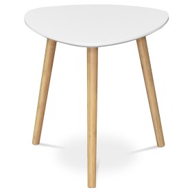 Stůl konferenční 40x40x40 cm,  MDF bílá deska,  nohy bambus přírodní odstín
