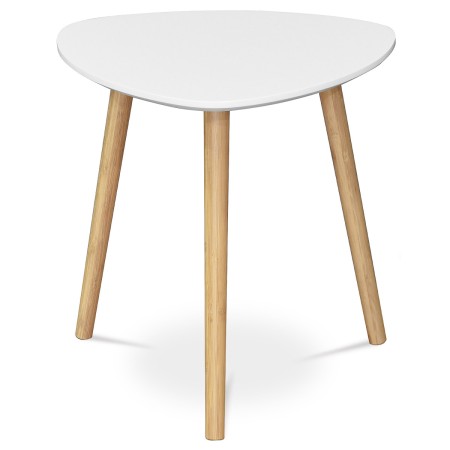 Stůl konferenční 40x40x40 cm,  MDF bílá deska,  nohy bambus přírodní odstín