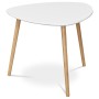 Stůl konferenční 55x55x45 cm,  MDF bílá deska,  nohy bambus přírodní odstín