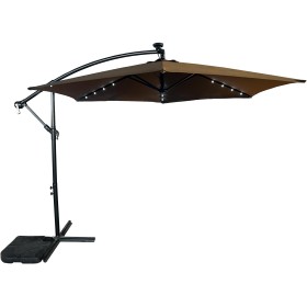 Aga Zahradní slunečník 300 cm Hnědý s LED osvětlením