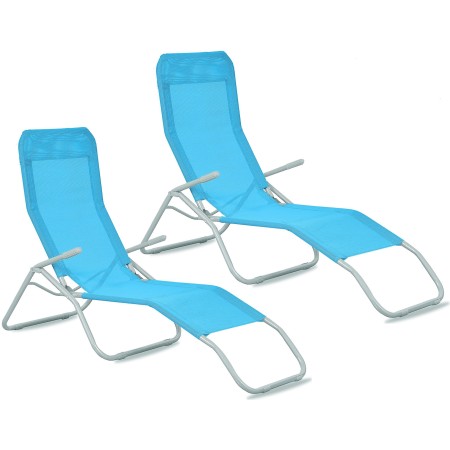 Aga 2x Zahradní lehátko SIESTA Modré