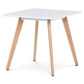Jídelní stůl 80x80x74 cm, MDF, bílý matný lak, masiv buk