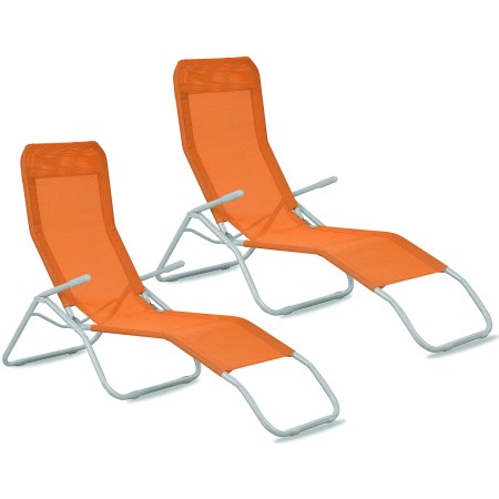 Aga 2x Zahradní lehátko SIESTA Oranžové