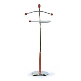 Němý sluha, výška 118 cm, masiv kaučukovník, hnědé moření, kov chrom, nos. 5 kg