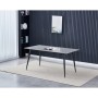 Stůl jídelní 160x90x76 cm, deska slinutý kámen v imitaci matného mramoru, černé kovové nohy