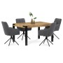 Jídelní stůl 140x88x76, deska MDF dekor divoký dub tloušťka 100mm, kov černý mat