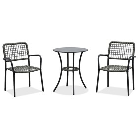 Balkónový set 1+2, stůl 60x60, židle umělý ratan barva antracit,  kov antracit