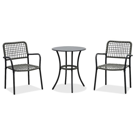 Balkónový set 1+2, stůl 60x60, židle umělý ratan barva antracit,  kov antracit
