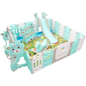 Aga4Kids Dětská plastová ohrádka s příslušenstvím 206x177x64 cm Zelená