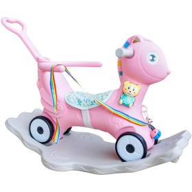 Aga4Kids Plastový houpací koník 2v1 DS3803 Růžový