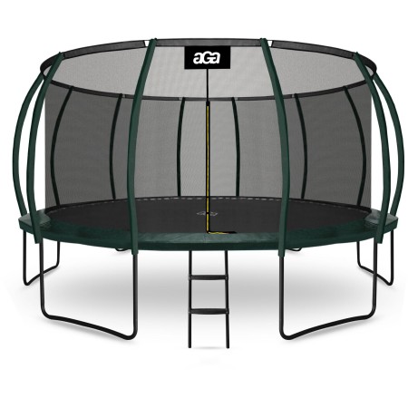 Aga SPORT EXCLUSIVE Trampolína 500 cm Tmavě zelená + ochranná síť + žebřík