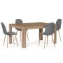 Jídelní set 1+4, stůl 160x90 cm, MDF, dekor dub sonoma, židle potah šedá látka a ekokůže, nohy kov, dekor dub