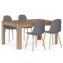 Jídelní set 1+4, stůl 160x90 cm, MDF, dekor dub sonoma, židle potah šedá látka a ekokůže, nohy kov, dekor dub