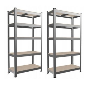 Aga 2x Kovový regál 180x90x30 cm 5 polic