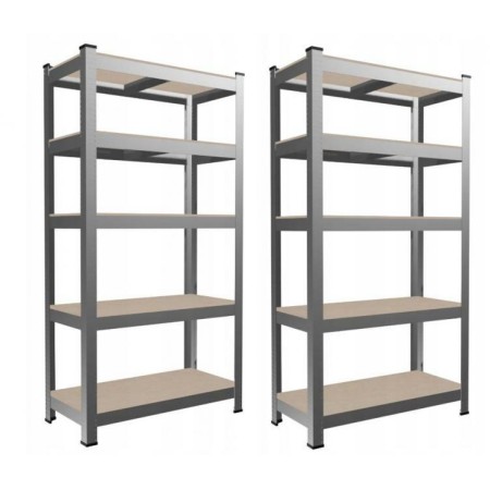 Aga 2x Kovový regál 180x90x30 cm 5 polic