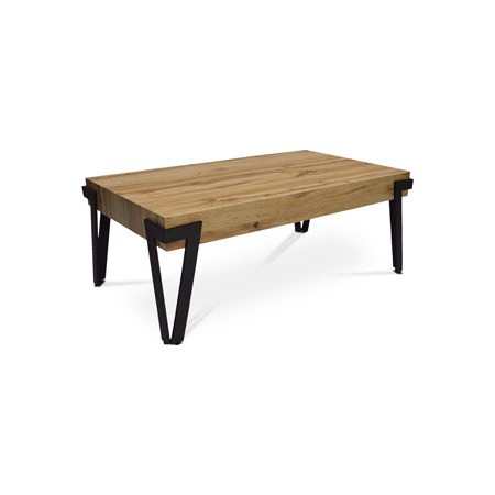 Konferenční stolek, 112x62x43 cm, deska MDF, dekor divoký dub, kov - černý mat