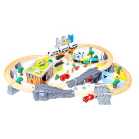 Aga4Kids Dřevěná vláčkodráha 95 dílů na baterie
