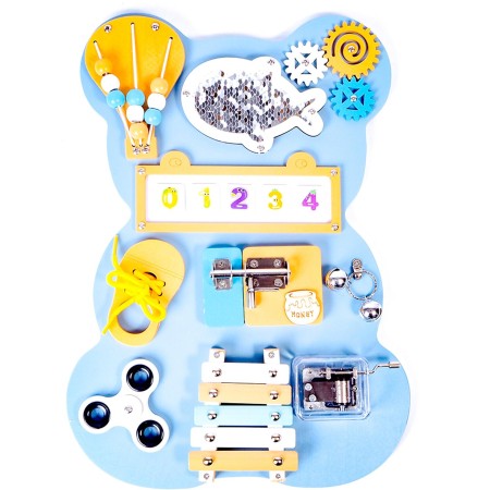 Aga4Kids Montessori dřevěná tabule Medvěd Modrý