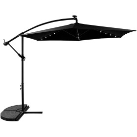 Aga Zahradní slunečník 300 cm Černý s LED osvětlením