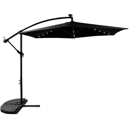 Aga Zahradní slunečník 300 cm Černý s LED osvětlením