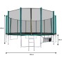 Aga SPORT PRO Trampolína 500 cm Tmavě zelená + ochranná síť + žebřík + kapsa na obuv