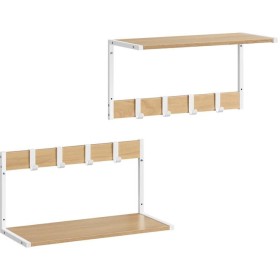 Set 2 nástěnných poliček, mdf, béžová, ABP-E1083 WT