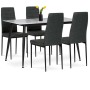 Jídelní set s 4 židlemi, 130x70x76cm, keramika, mramor, ASE-1004 BK2