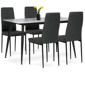 Jídelní set s 4 židlemi, 130x70x76cm, keramika, mramor, ASE-1004 BK2