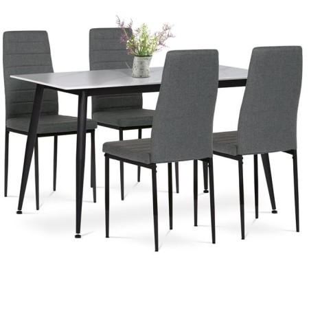 Jídelní set s 4 židlemi, 130x70x76cm, keramika, mramor, ASE-1004 GREY2