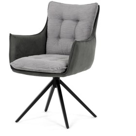 Jídelní židle, šedá, manšestrová látka, DCH-D1345 GREY2