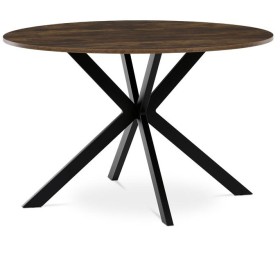 Stůl jídelní kulatý, 120x120x75,5 cm, MDF staré dřevo, černé kovové nohy