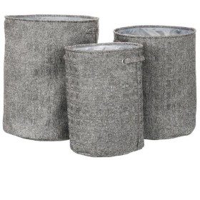 Koš na prádlo - polyester, šedý, sada 3 ks