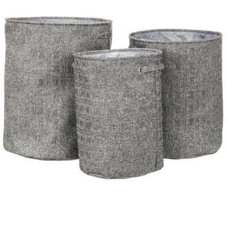 Koš na prádlo - polyester, šedý, sada 3 ks