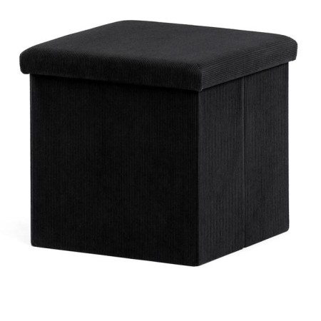 Taburet s úložným prostorem, černá, manšestrová látka, TAB-471 BK6