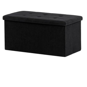 Taburet s úložným prostorem, černá, manšestrová látka, TAB-472 BK6
