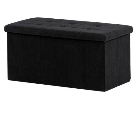 Taburet s úložným prostorem, černá, manšestrová látka, TAB-472 BK6