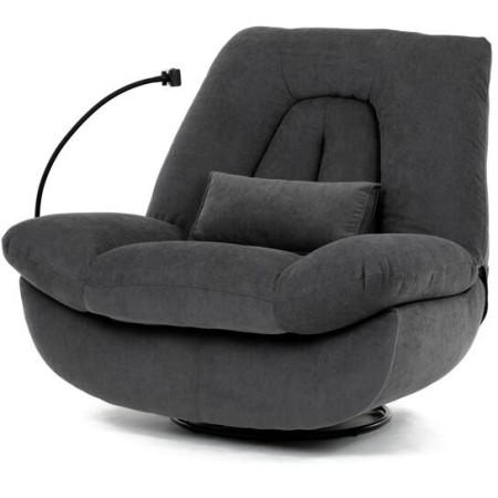 Polohovací křeslo, elektrické zabudované ovládání, šedá, látka, TV-7081 GREY2