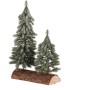 Smrk na špalku - dvojice, mini, 26 cm, zelená, ojíněná