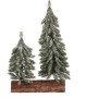 Smrk na špalku - dvojice, mini, 26 cm, zelená, ojíněná