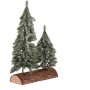 Smrk na špalku - dvojice, mini, 26 cm, zelená, ojíněná