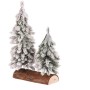 Smrk na špalku - dvojice, mini, 26 cm, zelená, zasněžená