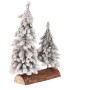 Smrk na špalku - dvojice, mini, 26 cm, zelená, zasněžená