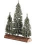 Smrk na špalku - trojice, mini, 34 cm, zelená, ojíněná
