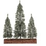 Smrk na špalku - trojice, mini, 34 cm, zelená, ojíněná