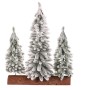 Smrk na špalku - trojice, mini, 34 cm, zelená, zasněžená