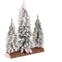 Smrk na špalku - trojice, mini, 34 cm, zelená, zasněžená