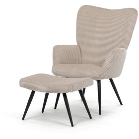 Relaxační křeslo, béžová, manšestrová látka, AK-L7285 CRM6