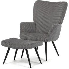 Relaxační křeslo, šedá, manšestrová látka, AK-L7285 GREY6